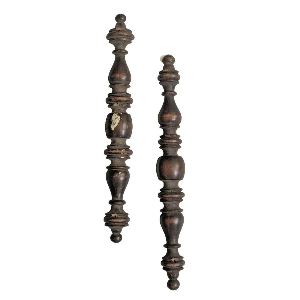 Antique Turned Wood Spindle Appliques Pair Architectural Salvage‎ Furniture Trim